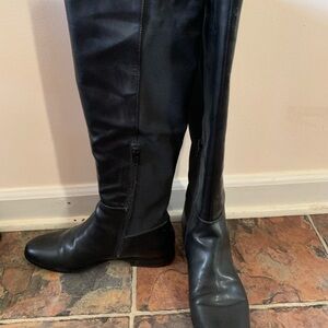 Calvin Klein Black Leather Knee-High Boots